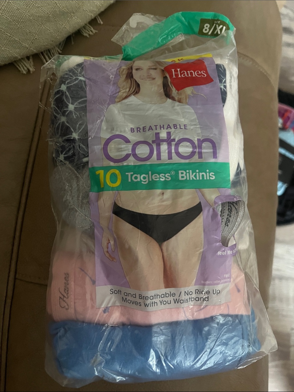 Hanes Women's Cotton Tagless Bikinis - Black, Pink, Blue (10 Pack)